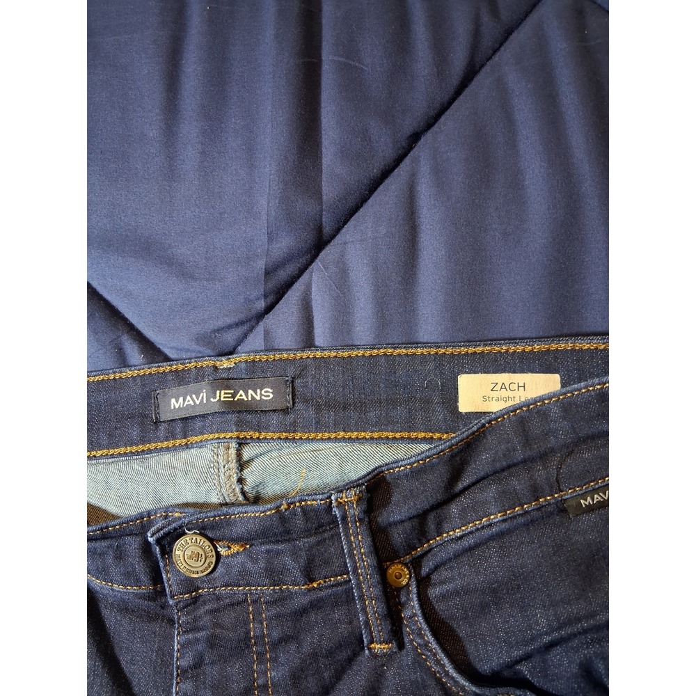 Mavi Zach Straight Leg Jeans Bundle Mens 34x30 Dark Indigo and Khaki Tan 2 Pairs - Picture 6 of 16